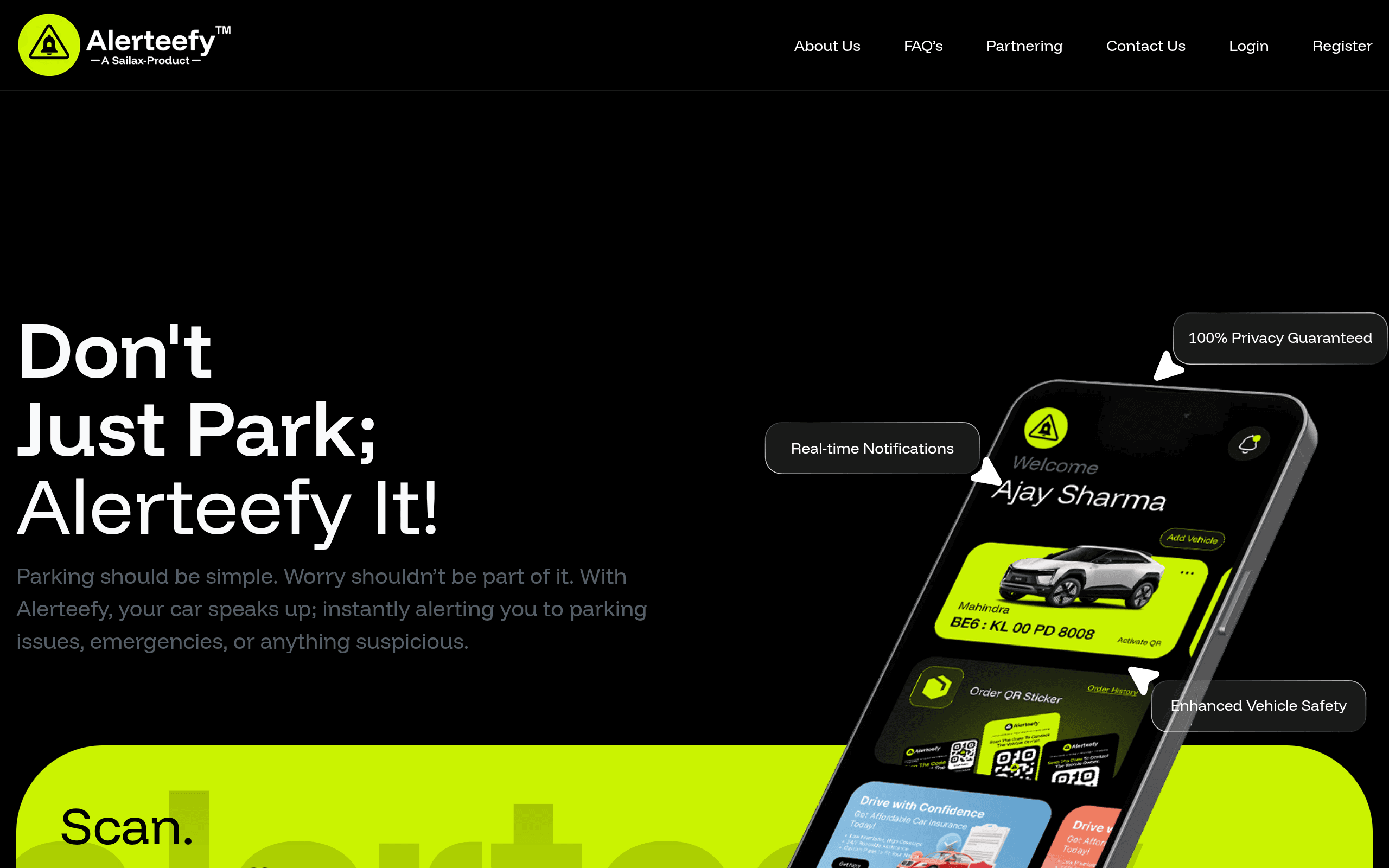 Alerteefy homepage screenshot